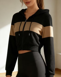 Women's Solid Hooded Zipper Sweatshirt Regular Long Sleeve Breathable Knitted Eco-Friendly Fleece Casual Winter Wear Front - Product Image 6