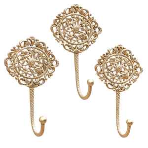 Gancho de hierro pulido dorado con forma de flor contemporáneo para decoración del hogar, organizador de dormitorio, para regalo, para colgar ropa - Product Image 5