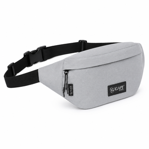 Sac banane unisexe en toile 2026 avec sangle réglable, fermeture éclair, léger, gris uni, pour activités de plein air, sport et usage décontracté, prix abordable - Product Image 2