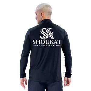 Mens Black Quarter <b>Zip</b> Long Sleeve <b>Shirt</b> High Neck Slim Fit Sportswear Casual Top Custom Logo Shoukat Apparel Manufacturer - Product Image 6