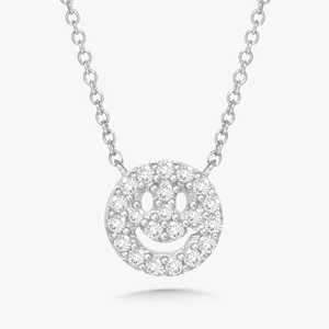 Collier pendentif visage souriant en or massif 14k 18k avec diamant de laboratoire taille ronde 7,8 mm, pour usage quotidien, solitaire, breloques smiley, vente en gros - Product Image 3