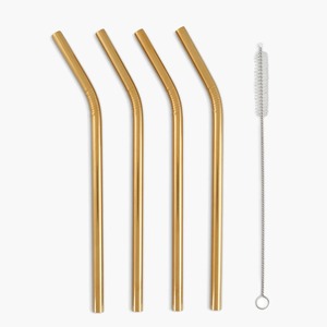 Pailles à boire en métal durables et réutilisables, en acier inoxydable, écologiques, ensemble de pailles pour boissons - Product Image 1