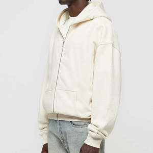 Sweat à capuche zippé pour homme, personnalisable, haute qualité, logo sur mesure, coupe oversize, épaules tombantes, prix abordable. - Product Image 5