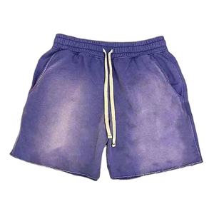 Short de jogging vintage en coton éponge français pour homme, maille 100% polyester, bords bruts dégradés, délavés à l'acide - Product Image 5