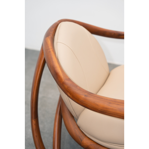 Luxury Chaise Lounge Walnut Wood <b>Frame</b> Leather Upholstered for Living Room Bedroom Villa Hotel PISANO - Product Image 4