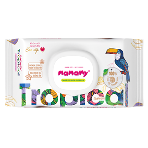Toallitas Húmedas para Bebés Mamamy Tropical Rayon, 60 Piezas, Textura en Relieve No Tejida, 100% Fibras Naturales, Prevención Segura de Irritaciones - Product Image 1