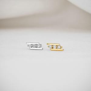 Pendientes de Barra con Diamantes Cultivados en Laboratorio en Oro Sólido de 14K, Pendientes de Diamantes Minimalistas para Mujer, Idea de Regalo de Joyería Fina Moderna - Product Image 1