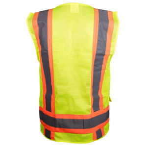 เสื้อกั๊กสะท้อนแสงสีส้มเหลืองแบบตาข่ายสำหรับงานก่อสร้าง พร้อมแถบสีเงินสำหรับคนงานบนท้องถนน - Product Image 6