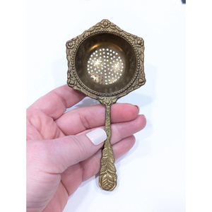 Golden Brass Made Durable <b>Tea</b> Strainer with Long Handle Fine Hole <b>Infuser</b> for Herbal <b>Tea</b> and Spices Vintage Stylish Strainer - Product Image 5
