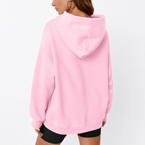 Sudadera con Capucha Oversize para Mujer, Hombros Caídos, Logotipo Personalizado, Color Sólido, Estilo Casual, Fabricante Mayorista - Product Image 2