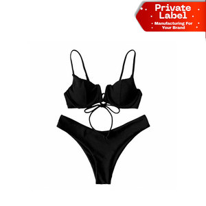 Conjunto de Bikini de Cintura Alta Personalizado con Etiqueta Privada para Mujer, Traje de Baño Modesto con Push-Up, Bikini Vintage de Verano para Mujer de Cintura Alta - Product Image 1