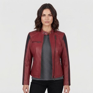 Women's <b>Genuine</b> <b>Leather</b> <b>Jacket</b> Premium Casual Fashion Front Zip Ladies <b>Jacket</b> OEM Wholesale - Product Image 2