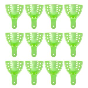 Juego Profesional de 12 Bandejas de Impresión Dental de Plástico Autoclavables, Perforadas, Reutilizables y Rígidas # 1 Parte Superior Grande - Verde - Product Image 1