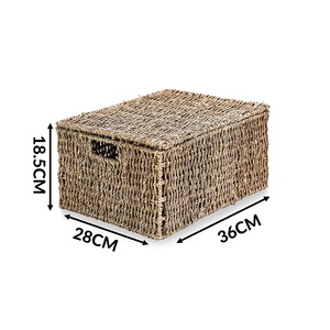 Seagrass Storage <b>Basket</b> <b>with</b> <b>Lid</b> Handmade Storage <b>Basket</b> Wholesale eco-friendly Made in Viet Nam - Product Image 3