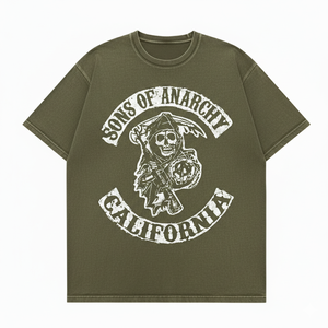 เสื้อยืดลายแคลิฟอร์เนียโอเวอร์ไซส์2026ใหญ่พิเศษสำหรับผู้ชายและผู้หญิงเสื้อยืดลายสก็อตแบบ unisex Sons Anarchy VINTAGE BIKER GANG สบายแห้งเร็วระบายอากาศ - Product Image 4