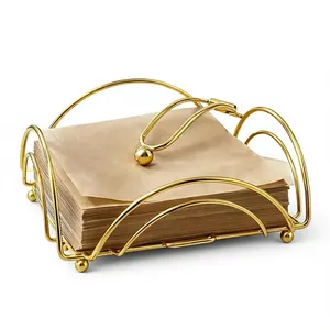 Porte-serviettes pour table à manger, porte-serviettes en métal doré moderne avec bras lesté, support décoratif pour serviettes en papier - Product Image 1