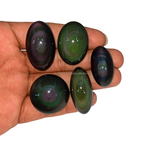 Wholesale Natural <b>Rainbow</b> Obsidian Loose Gemstone Cabochon Obsidian Healing Crystal Craft Ornament for Home Decoration - Product Image 2