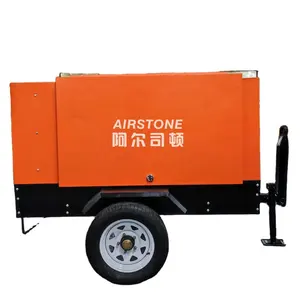 Airstone Fabrikant Zware Draagbare Dieselmotor Aangedreven 350 Cfm 10 Bar Schroef Luchtcompressor Voor Zandstralen