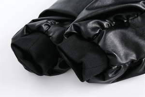 Blouson Bomber Homme Personnalisé en Cuir PU Formel Enduit Noir à Capuche Zippé Style Streetwear Fournisseur ODM - Product Image 6