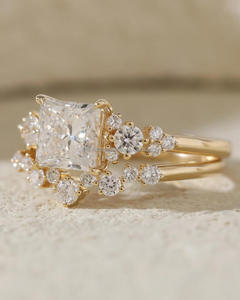 IGI/GIA Lab Grown Princess Cut Diamond Vintage 14K oro boda/anillo de compromiso Unisex aniversario fiesta regalo corte diamante - Product Image 3