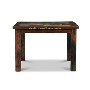DIVADI Dining <b>Table</b> Java Patchwork KD Leg Square Top <b>Reclaimed</b> Boat Wood Sustainable Design Eco-Friendly For Indoor and Outdoor - Product Image 5