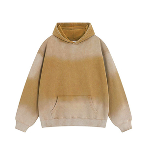 เสื้อฮู้ดดี้ผู้ชาย สไตล์วินเทจ ผ้าฟลีซฝรั่งเศส สำหรับฤดูหนาว คุณภาพสูง ผ้าฝ้าย 100% ทรงโอเวอร์ไซส์ ล้างสีแบบแอซิดวอช พร้อมปักโลโก้ตามสั่ง - Product Image 4