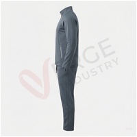 Ensemble de survêtement gris pour homme, manches longues, col montant, fermeture éclair sur le devant, couleur unie, respirant, coupe décontractée, vêtements d'automne