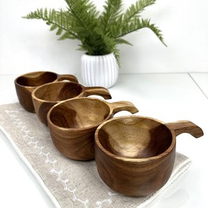 Tasse à boisson en bois d'acacia naturel avec poignée, style classique, tasse à thé/café 100/150 ml, passe au lave-vaisselle, écologique, par CRAFTSY HOME - Product Image 6