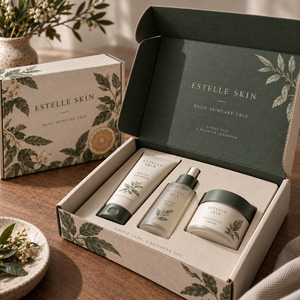 กล่องบรรจุภัณฑ์ไปรษณีย์ลูกฟูกพิมพ์ลาย ESTELLE Daily Skincare Trio แบบกำหนดเอง - Product Image 4