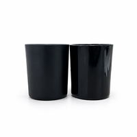 Pot à bougie en verre givré noir 200 ml, décoratif, pour bougie, porte-bougie, pour table de chevet d'hôtel, pot vide, gobelet à bougie, sérigraphié