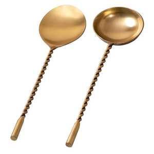 Designer Look Steel Silver <b>Gold</b> Reindeer End Handle <b>Serving</b> <b>Spoon</b> Coffee Dessert Most Selling mirrored Metal <b>Spoon</b> - Product Image 1