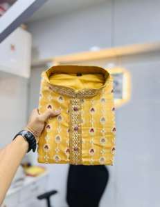 Top Selling Jacquard Silk <b>Kurta</b> <b>Pajama</b> Set <b>Men's</b> Casual Festival Wear Indian Pakistani Clothing Knee Length Fancy <b>Kurta</b> - Product Image 4