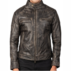 แจ็กเก็ตหนังสำหรับผู้ชายเสื้อแจ็คเก็ตหนังลำลองดีไซน์คลาสสิก - Product Image 2