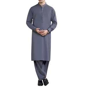 <b>Men's</b> Solid Color <b>Kurta</b> Pajama Set Ankle-Length Regular Fit Traditional Indian Pakistani Clothing Polyester Casual Wear For <b>Men</b> - Product Image 1