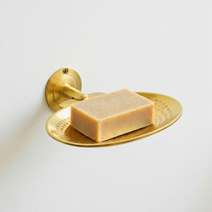 Porte-savon mural en laiton artisanal martelé doré pour une décoration de luxe de la douche et de la salle de bain - Product Image 2