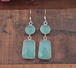 Natural Aqua Blue Chalcedony <b>Earring</b> Sterling <b>Silver</b> Luxury Water Drop <b>Earrings</b> Women <b>Wedding</b> Fine Jewelry Gift - Product Image 4