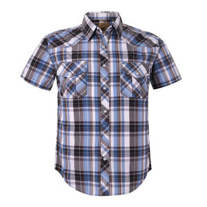 เสื้อเชิ้ตคาวบอยแขนสั้น OEM 2026 สำหรับผู้ชาย กระดุมมุก ลายสก็อต มีกระเป๋าสองช่อง - Product Image 5