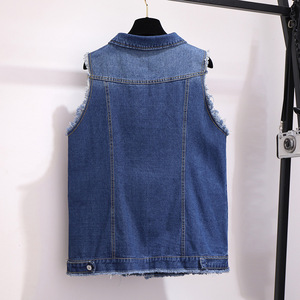 Custom Distressed Style <b>Denim</b> <b>Vest</b> Minimalist Design Sleeveless Outerwear Lightweight Cotton Waistcoat <b>For</b> Adults Fashion - Product Image 3