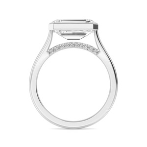 Elegante anillo de compromiso con diamante cultivado en laboratorio de corte redondo y radiante en oro rosa de 10 quilates con brillo brillante. - Product Image 4