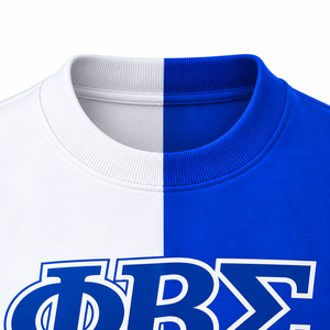 Sudadera de Cuello Redondo para Hombre, Bicolor Azul y Blanco, con Letras Griegas de la Fraternidad Phi Beta Sigma, Sudadera de Manga Larga de Forro Polar - Product Image 5