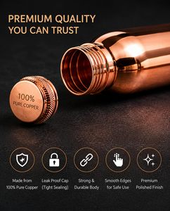 Elegant 1000ml Handmade <b>Copper</b> <b>Bottle</b> Ayurvedic Health Water Storage <b>Bottle</b> with Hammered Surface and Leak Proof - Product Image 6