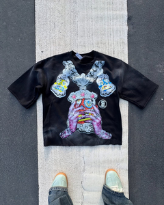เสื้อยืดผู้ชายลายพิมพ์เพชรเทียมสไตล์ฮิปฮอปสตรีทแวร์ทรงโอเวอร์ไซส์ผ้าฝ้ายสำหรับฤดูร้อน  รับสั่งทำเสื้อยืดลายกราฟิกตามแบบส่วนตัว - Product Image 6