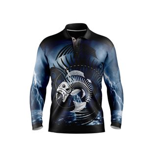 Polo de pêche pour homme à manches longues, respirant, séchage rapide, imperméable, coupe-vent, UPF 50, jersey personnalisé, vente en gros OEM - Product Image 3