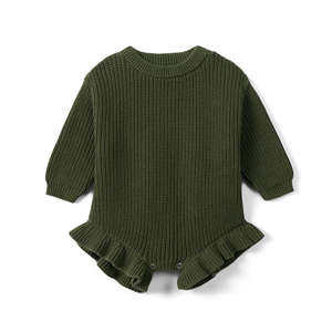 Nouvelle Combinaison Bébé Fille Tricotée Hiver Couleur Unie Adorable 100% Coton à Volants ODM & OEM Vietnam - Product Image 6