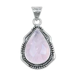 จี้ห้อยคอโรสควอตซ์ธรรมชาติชุบเงินทองเหลืองสไตล์วินเทจสำหรับผู้หญิง งานออกแบบใหม่ ขายส่งเครื่องประดับงานแต่งงาน - Product Image 2