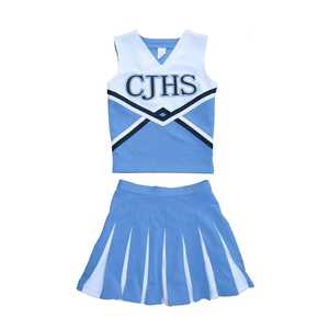 Ensemble d'uniformes de cheerleading bleu, blanc et jaune, haut à col en V, jupe plissée, taille adulte, vêtements de sport, vêtements d'extérieur, uniformes - Product Image 6