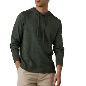Sudadera con Capucha para Hombre, Color Verde Oscuro, Corte Regular, Informal, de Felpa, Tejida, de Color Sólido, Transpirable, Ecológica, con Diseño de Bolsillo - Product Image 1