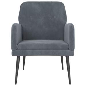 Fauteuil moyen en velours gris foncé 100% polyester avec structure en métal et contreplaqué pour salon - Product Image 3