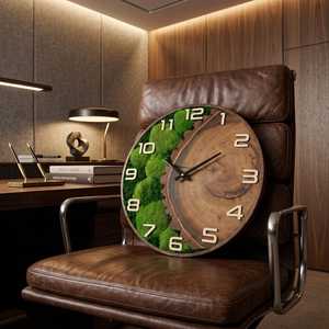 Forest Whisper Handmade Wall <b>Clock</b> Green Haven Wood Slice <b>Clock</b> Mossy Timber Artisan Wall <b>Clock</b> Rustic Woodland Moss Decor <b>Clock</b> - Product Image 5