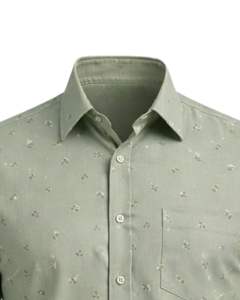 Camisa de Vestir Personalizada para Hombre, Color Verde Salvia, Estampada, Corte Entallado, Botones, Manga Larga, Informal, para Oficina, Mezcla de Algodón, OEM Personalizado - Product Image 5